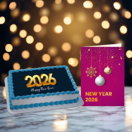 Happy New Year Photo Cake With Card