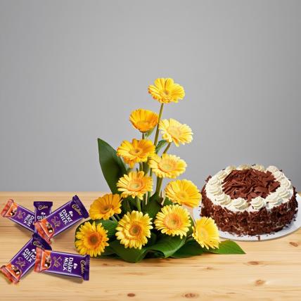Gerbera, Cake & Chocolates