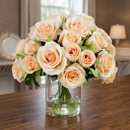 Peach Roses Vase Large