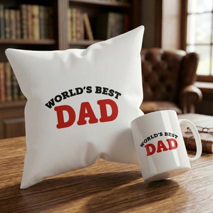 World Best Dad Cushion Mug Set