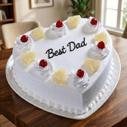 Best Dad Heart Shaped Pineapple Cake