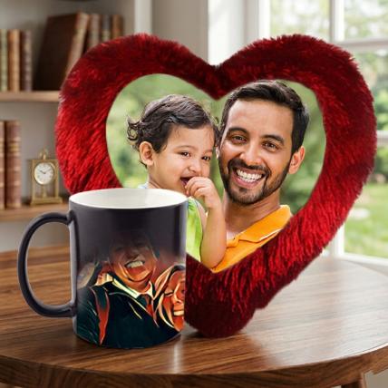 Fathers day Heart Cushion and Magic Mug
