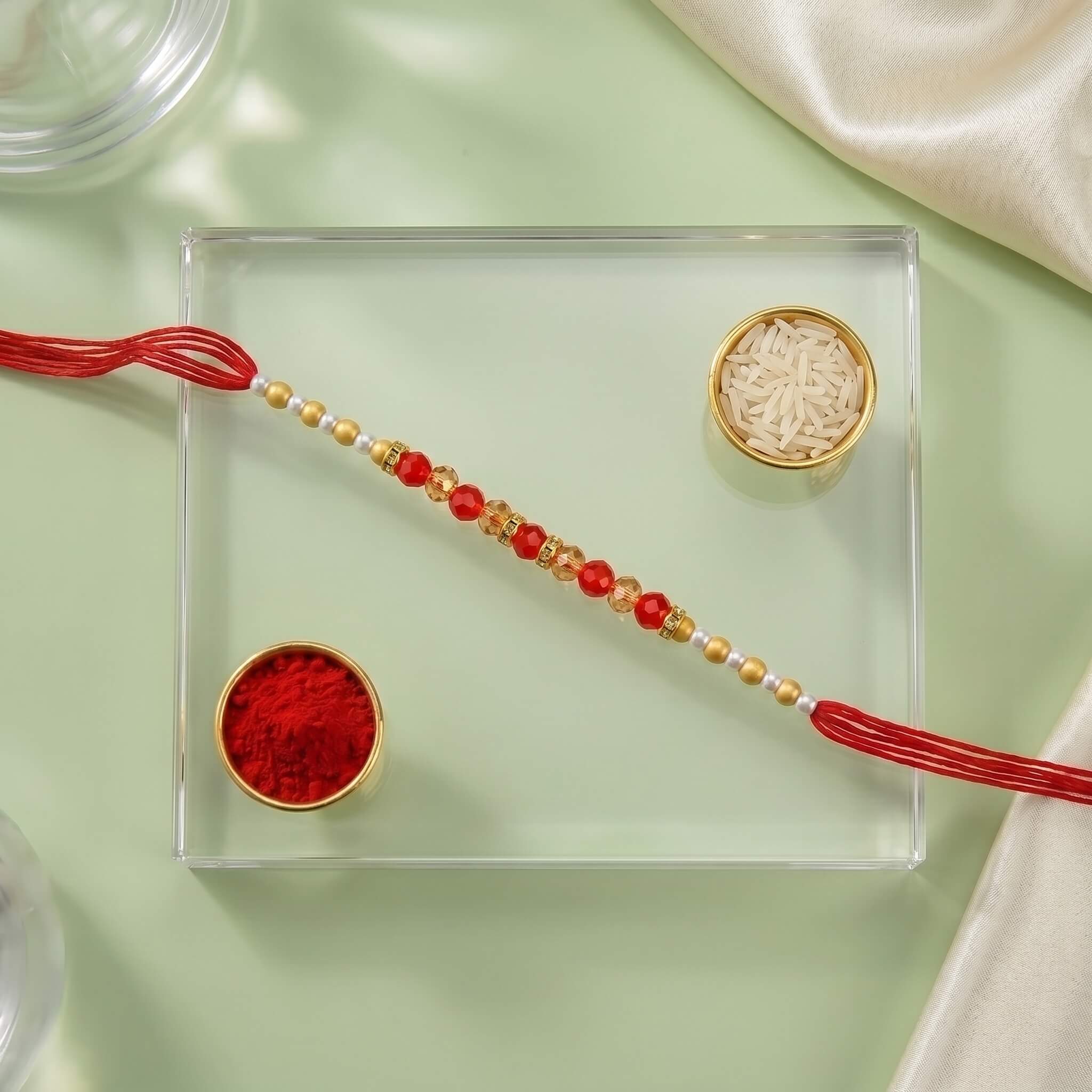 Elegant Round Pearl Rakhi