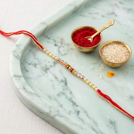 Wooden and Diamond Pearl Rakhi