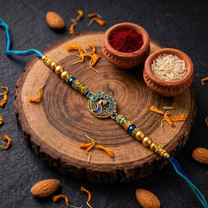 Special Kundan Peacock Rakhi