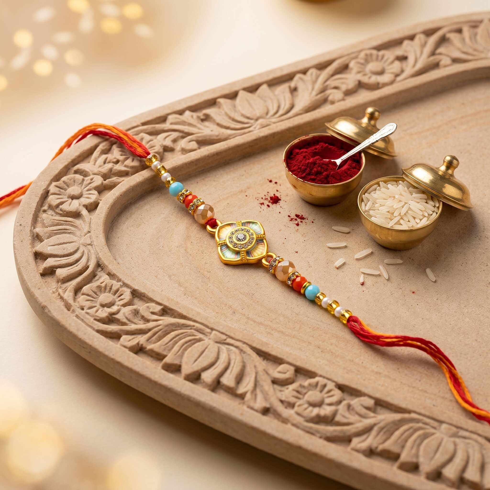 Kundan Multicolour Rakhi