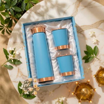 Copper Bottle & Glass Gift Set